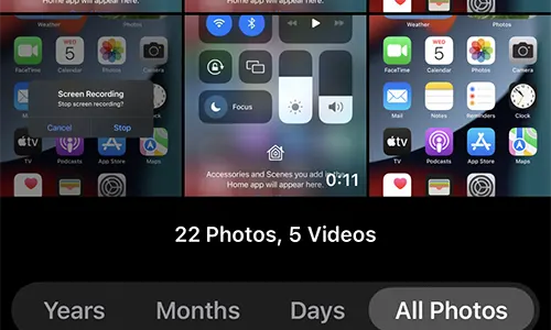 iPhone Screen Recording in Photos