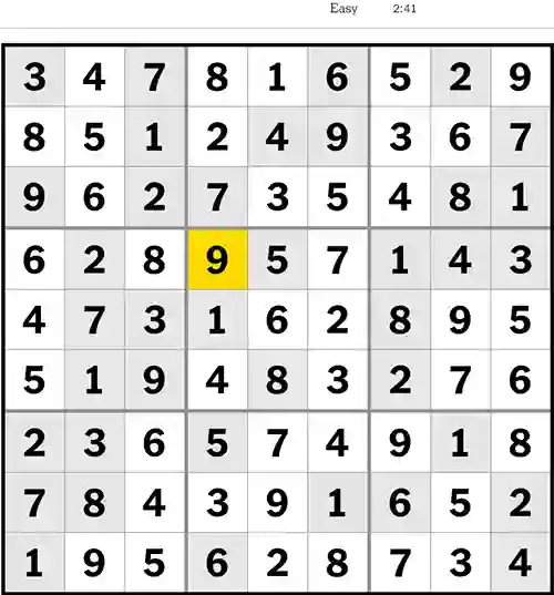 NYT Sudoku Easy 17th April 2023