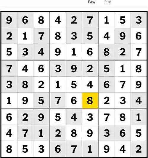 NYT Sudoku Easy 19th April 2023