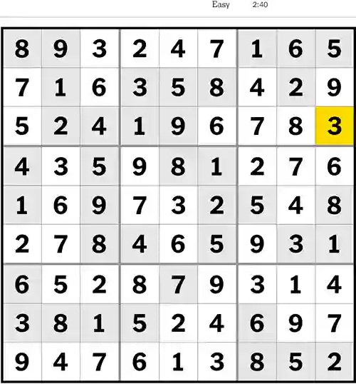 NYT Sudoku Easy 20th April 2023