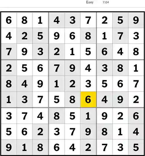 NYT Sudoku Easy 21st April 2023