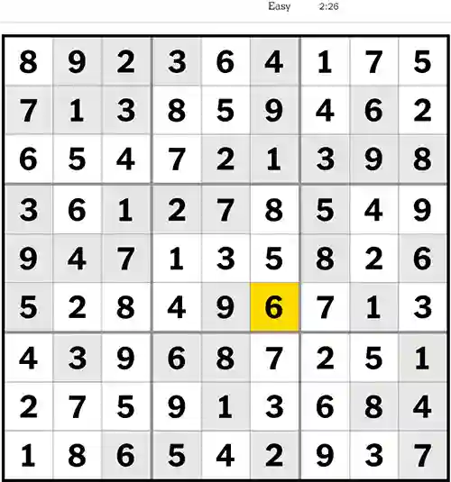 nyt sudoku easy answers 28th April 2023