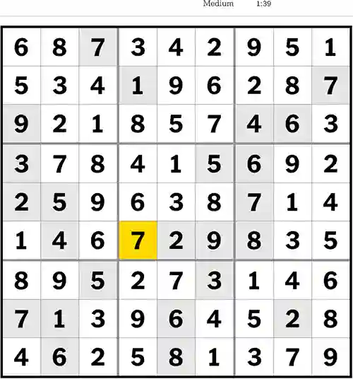 NYT Sudoku Medium 1st May 2023