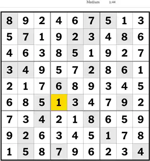NYT Sudoku Medium 22nd April 2023