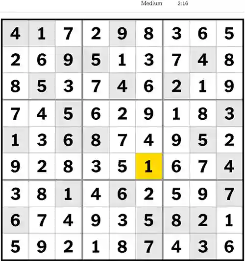 NYT Sudoku Medium 23rd April 2023