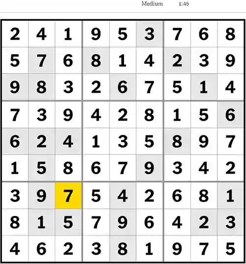 NYT Sudoku Medium 25th April 2023