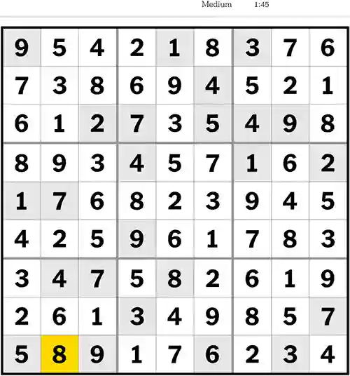 NYT Sudoku Medium 26th April 2023