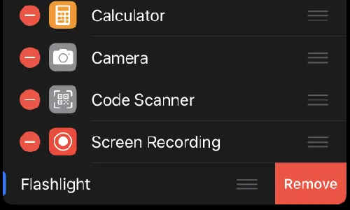 Remove Flashlight Control Center