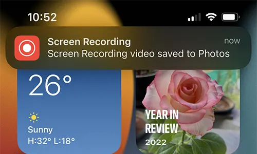 Screen Recording Saved to Photos