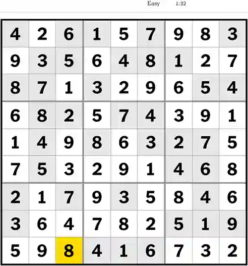 NYT Sudoku Easy 12th April 2023