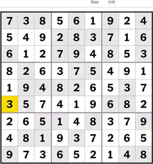 NYT Sudoku Easy 13th April 2023