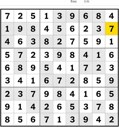 Sudoku Easy 16th April 2023