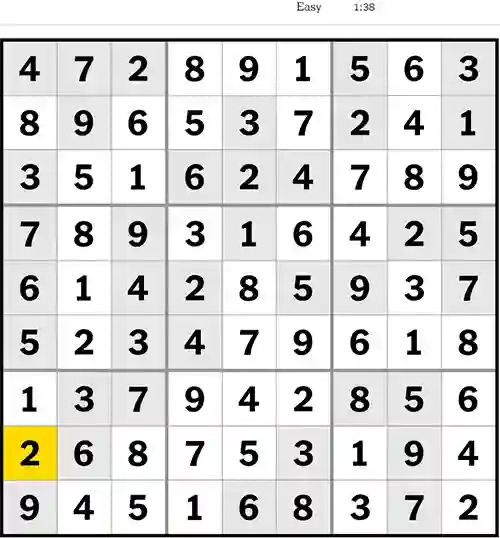 NYT Sudoku Easy 2nd April 2023