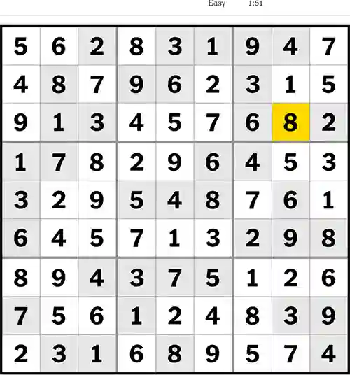 Sudoku Easy 3rd April 2023