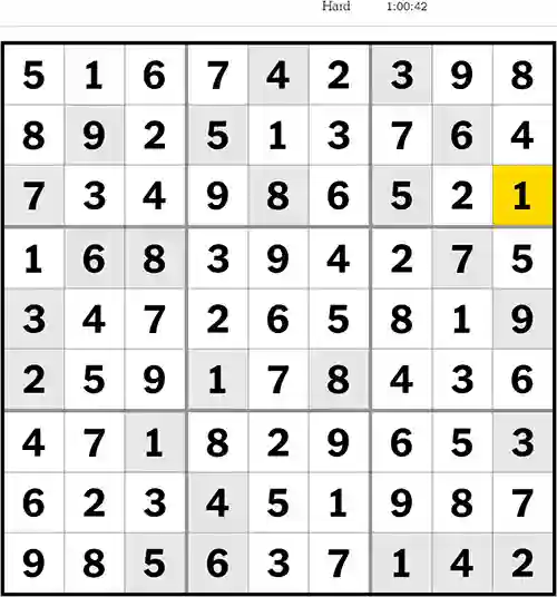 NYT Sudoku Hard 2nd April 2023