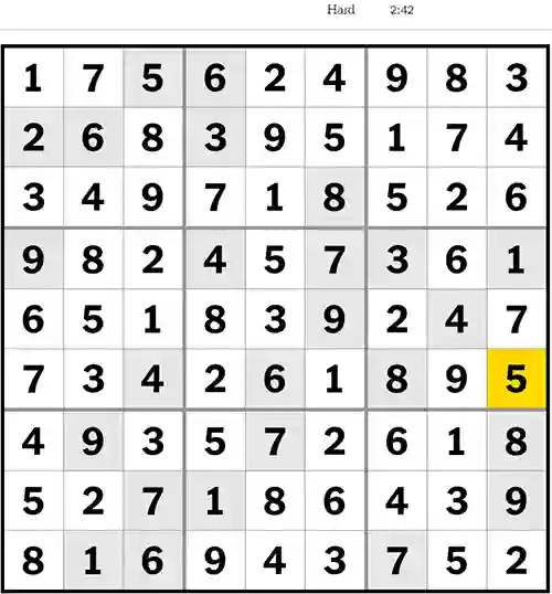 NYT Sudoku Hard 5th April 2023