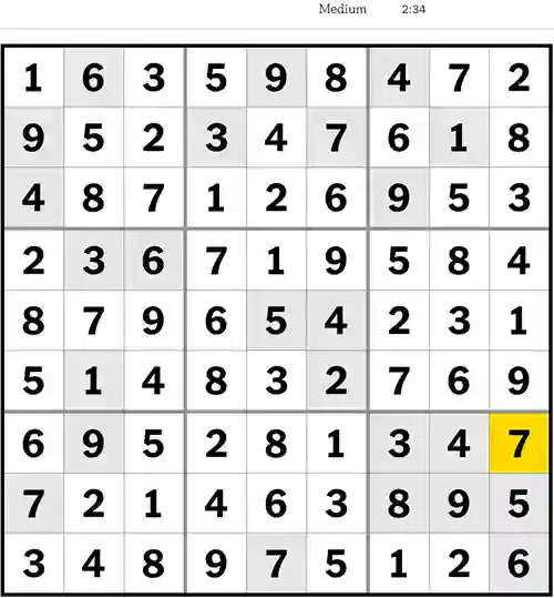 Sudoku Medium 10th April 2023