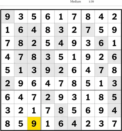 NYT Sudoku Medium 14th April 2023