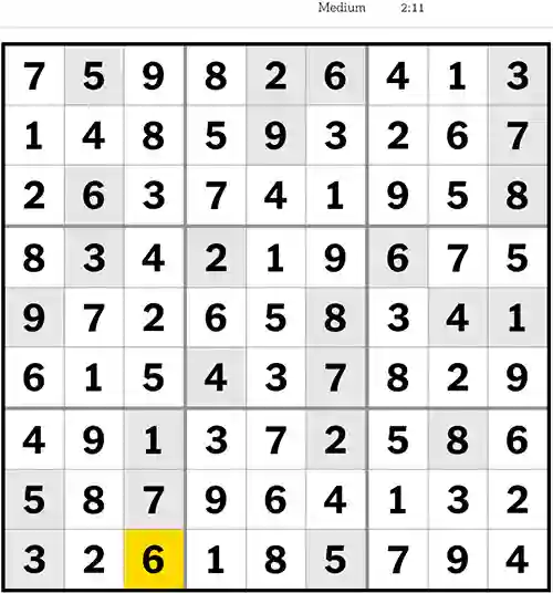 NYT Sudoku Medium 5th April 2023
