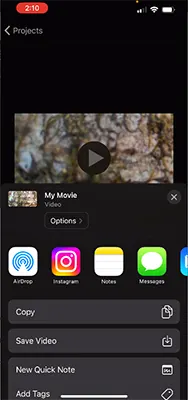 iMovie Save Video