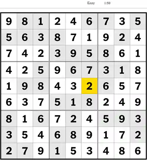 NYT Sudoku Easy 3rd May 2023