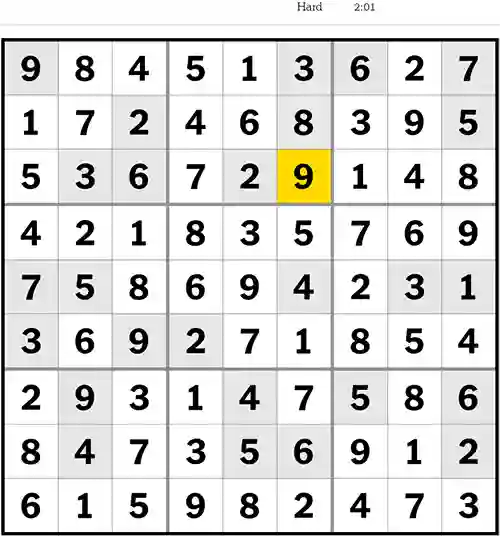 NYT Sudoku Hard 5th May 2023