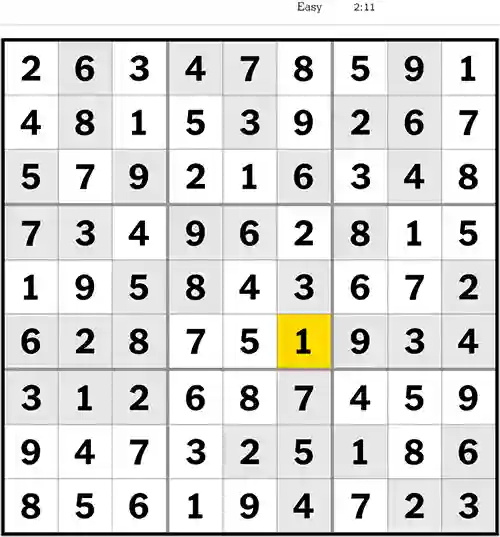 NYT Sudoku Easy 13th May 2023
