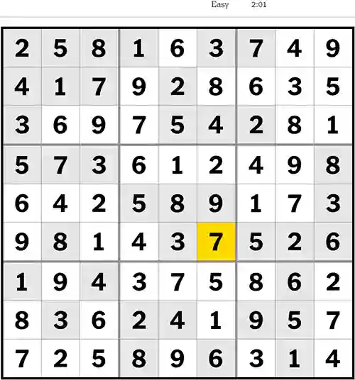NYT Sudoku Easy 14th May 2023