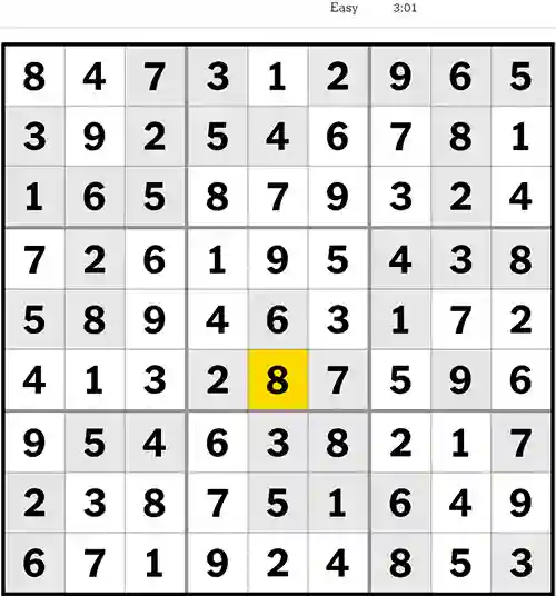 NYT Sudoku Easy 17th May 2023