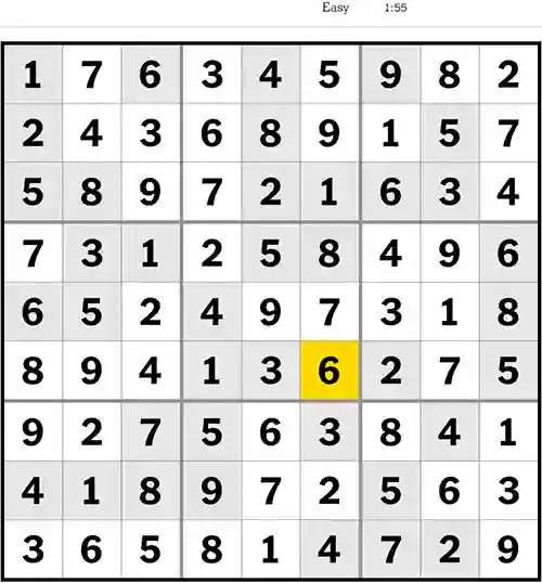 NYT Sudoku Easy 18th May 2023