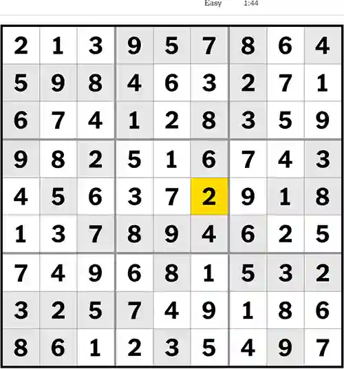 NYT Sudoku Easy 22nd May 2023