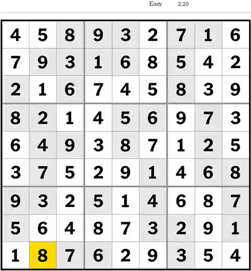 NYT Sudoku Easy 25th May 2023