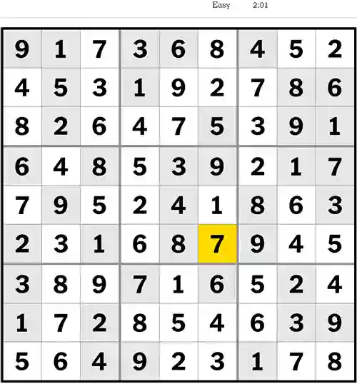 NYT Sudoku Easy 26th May 2023