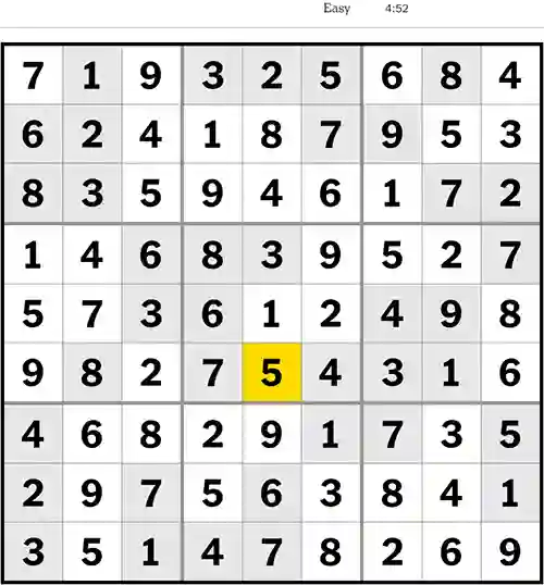 NYT Sudoku Easy 27th May 2023