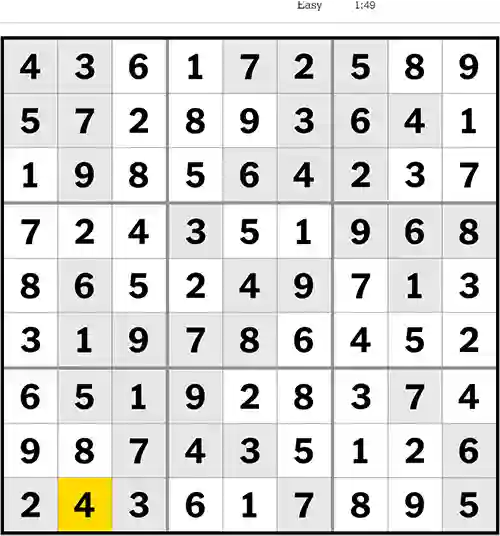 NYT Sudoku Easy 2nd May 2023