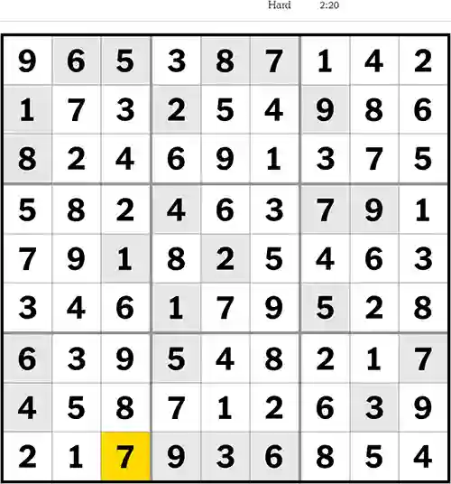 NYT Sudoku Hard 20th May 2023