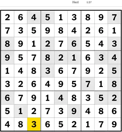 NYT Sudoku Hard 3rd May 2023