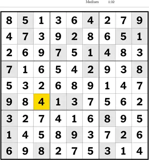 NYT Sudoku Medium 17th May 2023