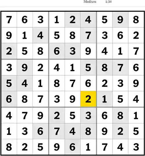 NYT Sudoku Medium 22nd May 2023