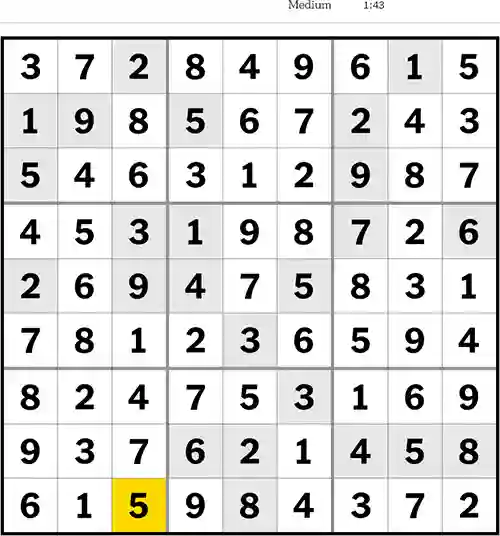 NYT Sudoku Medium 24th May 2023