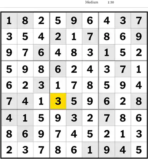 NYT Sudoku Medium 26th May 2023