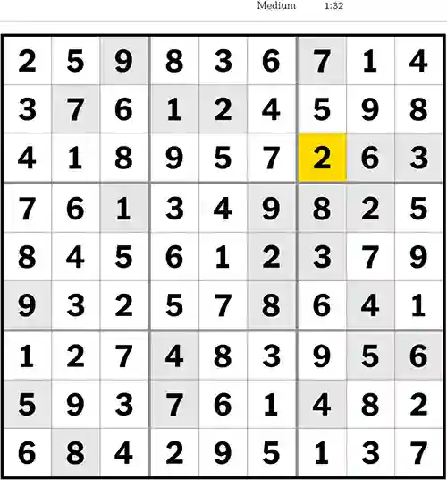 NYT Sudoku Medium 27th May 2023
