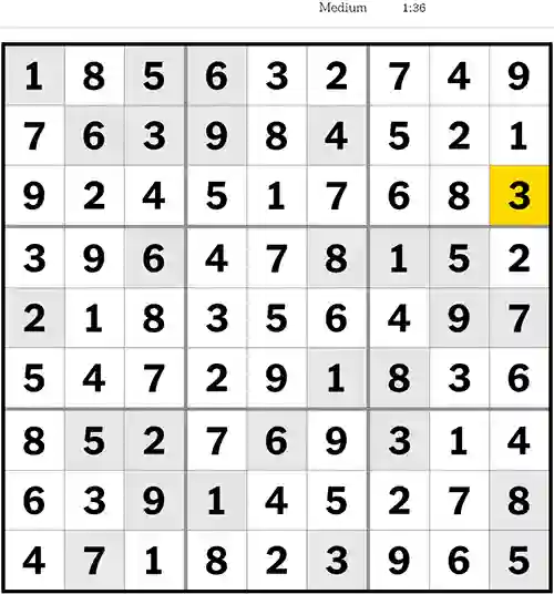 NYT Sudoku Medium 5th May 2023