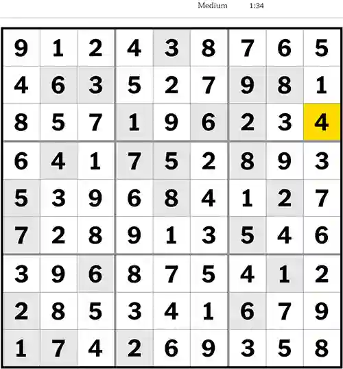 NYT Sudoku Medium 6th May 2023