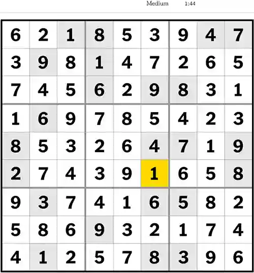 NYT Sudoku Medium 7th May 2023
