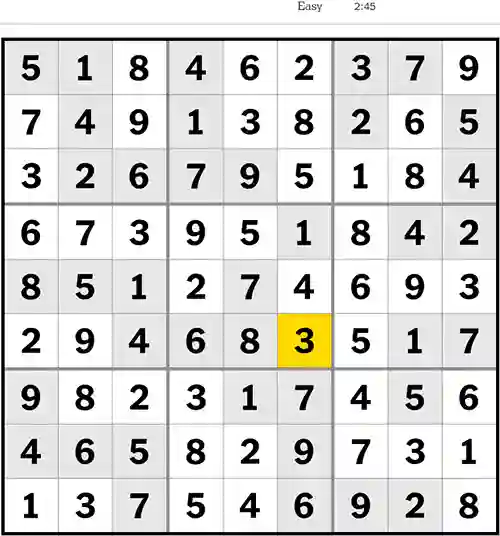Nyt Sudoku Today Easy 11th May 2023
