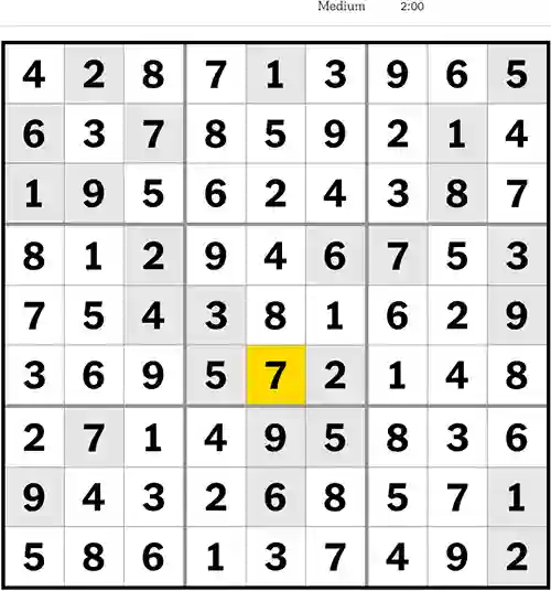 NYT Sudoku Medium 12th May 2023