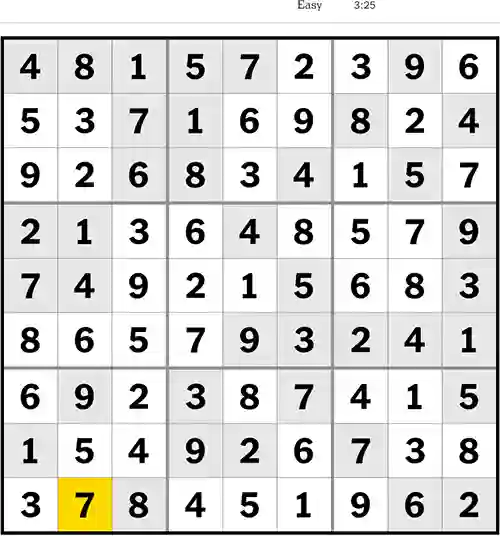 NYT Sudoku Easy 16th May 2023