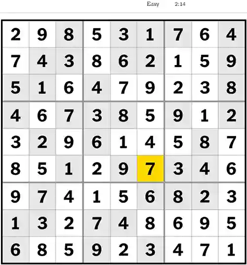 NYT Sudoku Easy 8th May 2023