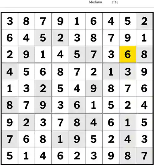 NYT Sudoku Medium 16th May 2023